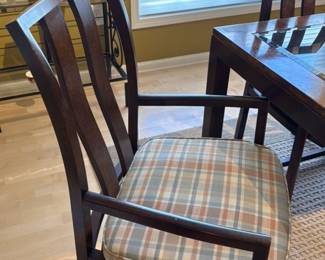 Modern Dining Table and Chairs Set with Burl Wood and Glass top 