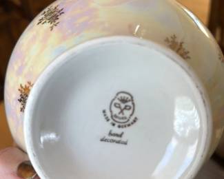 Vintage German Porcelain Lidded Bowl with Rococo Scene Decoration