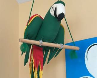 Stuffed Parrot on Perch 