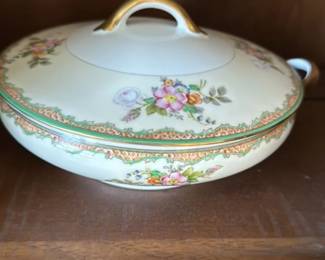 Vintage Covered Casserole Dish with Floral Motif 
