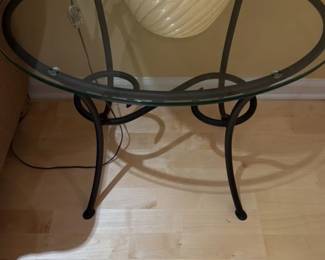 Wrought Iron and Glass Top Accent Table 