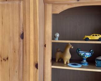 Pine Wood Entertainment Center with Bookcases 