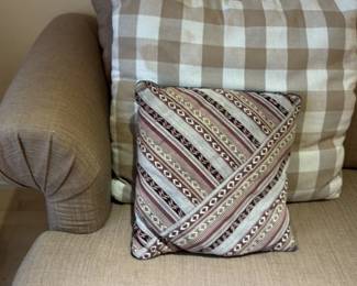 Modern Upholstered Sofa with Decorative Pillows 