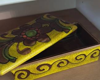 Vintage Ceramic Trinket Box with Floral Design 