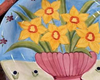 Hand Painted Daffodil Ceramic Plate 