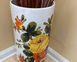 Vintage Ceramic Vase with Floral Design 