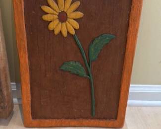 Folk Art Sunflower Wood Carving 