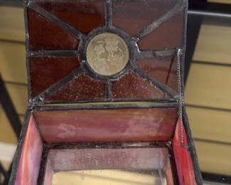 Antique Stained Glass Jewelry Box 
