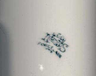 Antique Wash Basin and Pitcher Set with Floral Decoration 