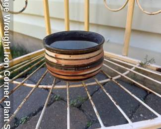 Vintage Wrought Iron Corner Plant Stand 