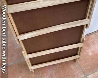 Wooden bed table with legs 
