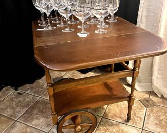 Vintage Tea Cart and Lenox Crystal glasses