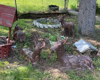 Deer statues etc