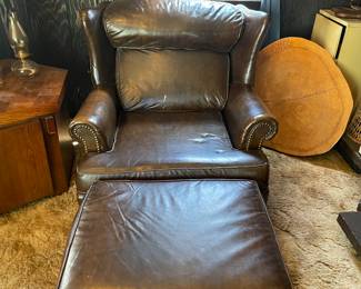 Leather Chair & Ottoman $100