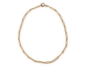 219
An 18K Gold Chain Necklace
Featuring trombone links

Length: 19 in.
27.7 grams gross
Estimate: $1,800 - $2,500