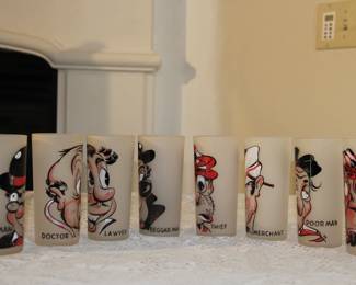 Vintage frosted bar glasses