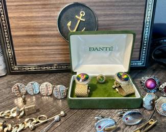 Vintage cufflinks and tie pins
