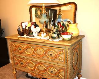 Antique bureau distressed piece and Rooster collection (sold separetly)