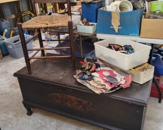 Cedar chest, quilt squares