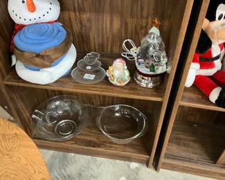 Anchor Hocking "Crossing Swirls" Art Deco Bowl w/Holder - Clear Pyrex Casserole Dish