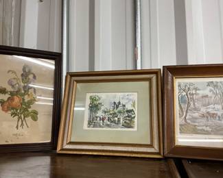 Framed Watercolor Lithograph "Notre Dame Cathedral" in Paris