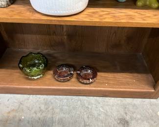 Princess House Green Glass Pedestal Planter - Glass Ashtrays