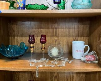 Art Glass Bowl - Ruby Gold Long Stem Cordial Glasses by Bombay Co