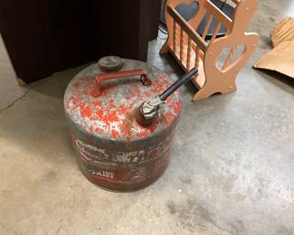 Eagle Galvanized Steel Gas Can - Wooden Magazine Rack