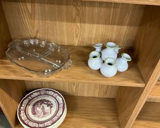 Fostoria Baroque Divided Relish Dish - Ceramic Cluster Bud Vase Italy