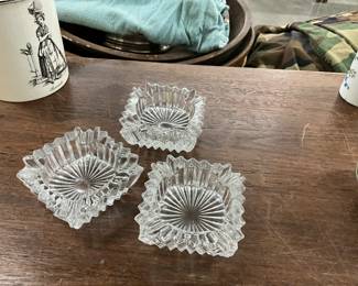 Heisey Ridgeleigh Square Crystal Ashtrays