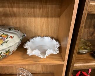 Fenton Silver Crest Shallow Milk Glass Bowl