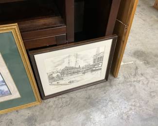 Framed & Signed 1966 Lithograph "Foot of Boardway" by Clark M Goff