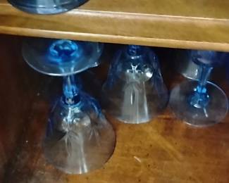 Cobalt Ware goblets plates accessories