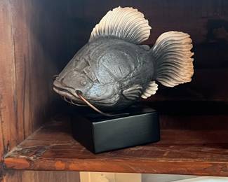 Ceramic Raku Catfish Sculpture
