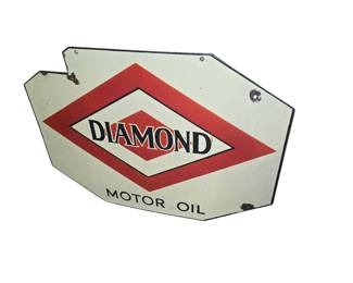 Double Sided Diamond Motor Oil porcelain sign
