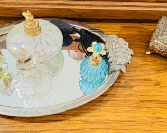 Vanity Tray w/Vintage Perfume Bottles
