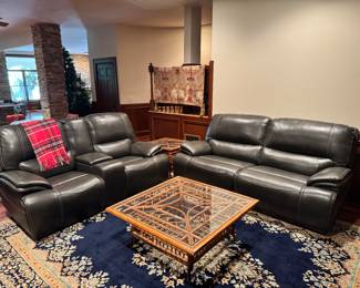 Leather sofa rug coffee table
