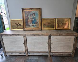 Arhaus buffet table 
Old artwork 