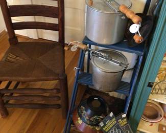 Antiques chair/ popcorn poppers
