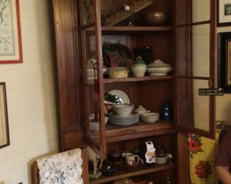 Antique handcrafted corner cupboard