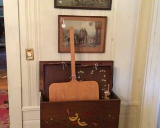 Vintage Handcrafted flour bin / dough box with wooden trays