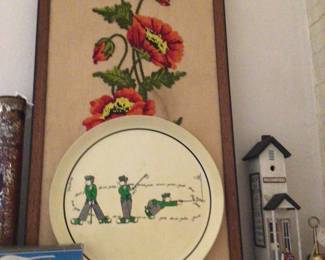 Vintage hand stitched framed picture