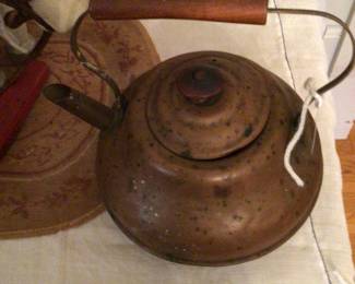 Antique copper tea kettle