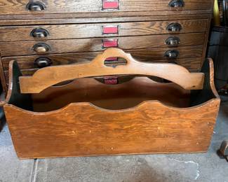 Antique Handcrafted Wooden Tool Box