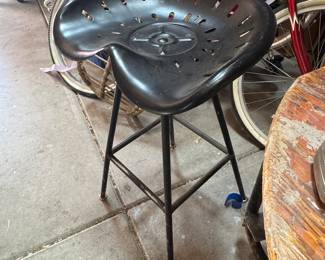Vintage Black Metal Tractor Seat Bar Stool
