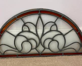 Vintage Stained Glass Panel with Floral Design