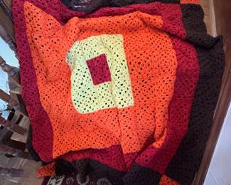 Colorful Hand-Crocheted Throw Blanket with Vibrant Patterns
