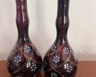 Pair of Amber Glass Vases