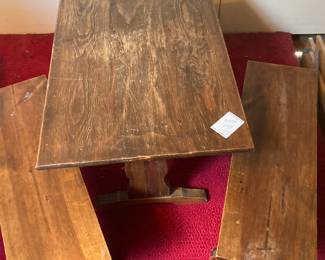 Childs Wooden Table and 2 Benches