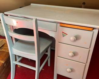 Blue Painted Desk and Chair